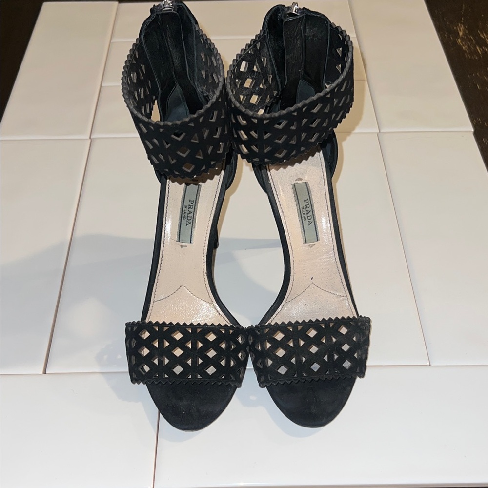 Prada Black Cutout Heels